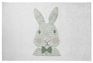 Monochrome Bunny Easter Chenille Rug, Laurel Tree Green, 4'x6'