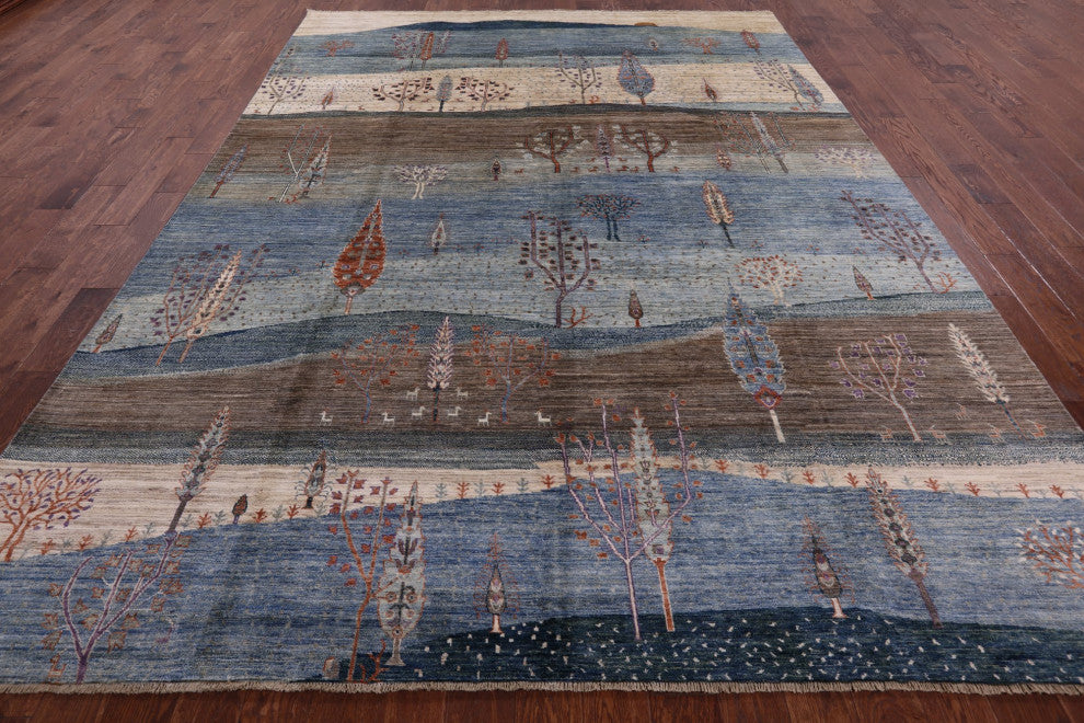 Handmade Persian Gabbeh Tribal Wool Rug 8' 10" X 11' 10" Q7924
