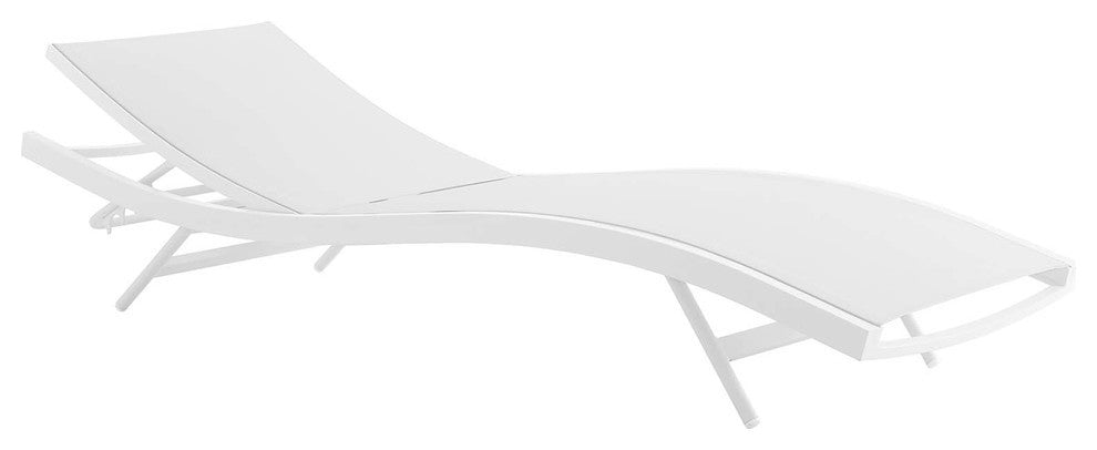 Glimpse Outdoor Patio Mesh Chaise Lounge Chair, White White