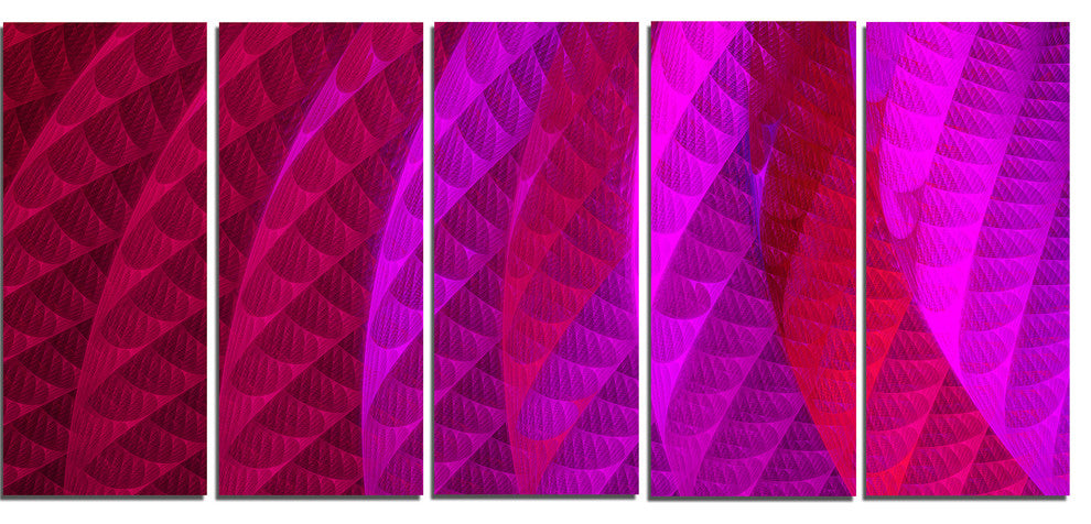 Layered Pink Psychedelic Design, Abstract Canvas Art Print, 60"x28", 5 Panels