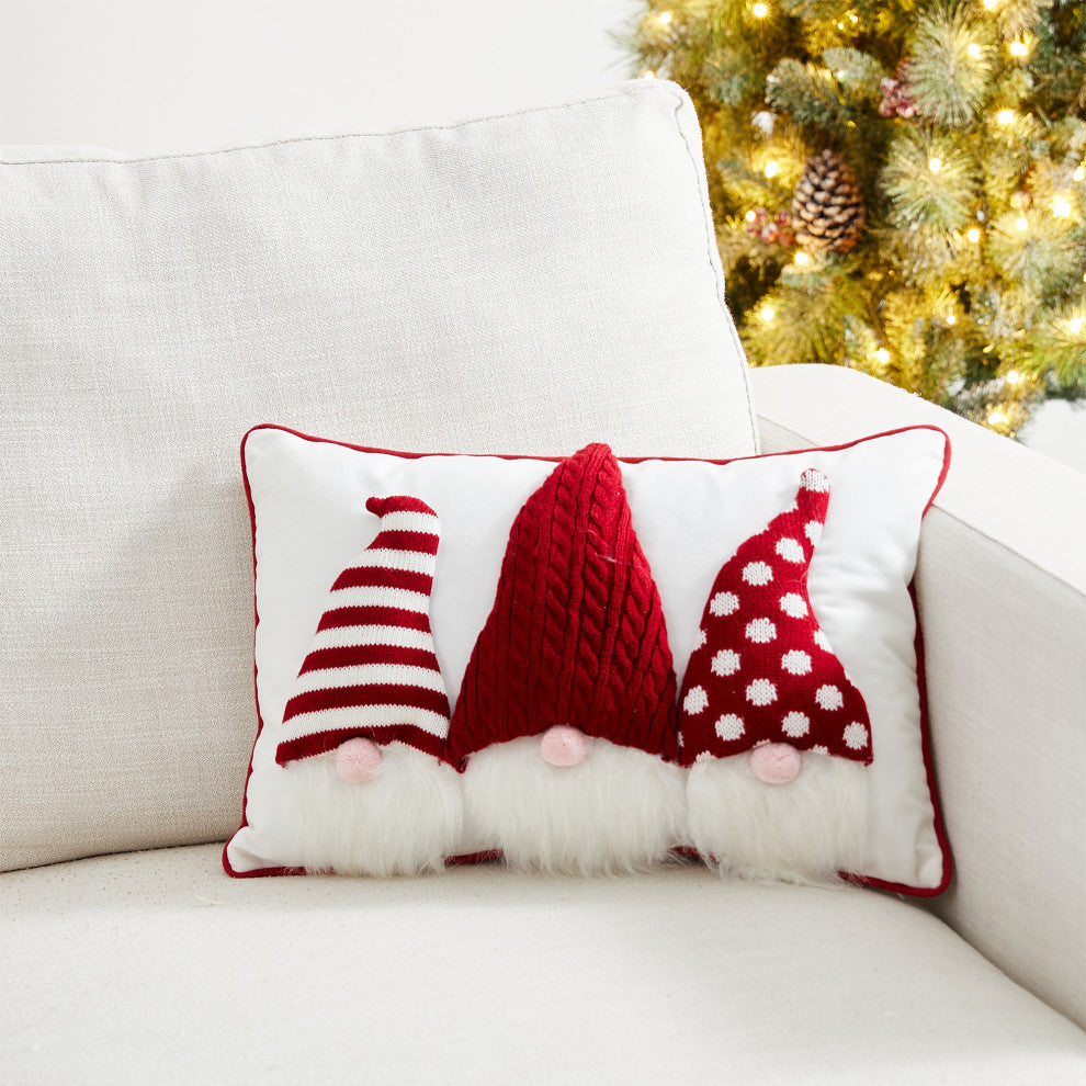 18''L 3D Heavy Cotton Knitted Gnome Pillow