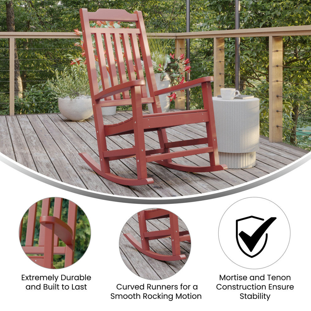 Winston All-Weather Poly Resin Wood Rocking Chair, Red