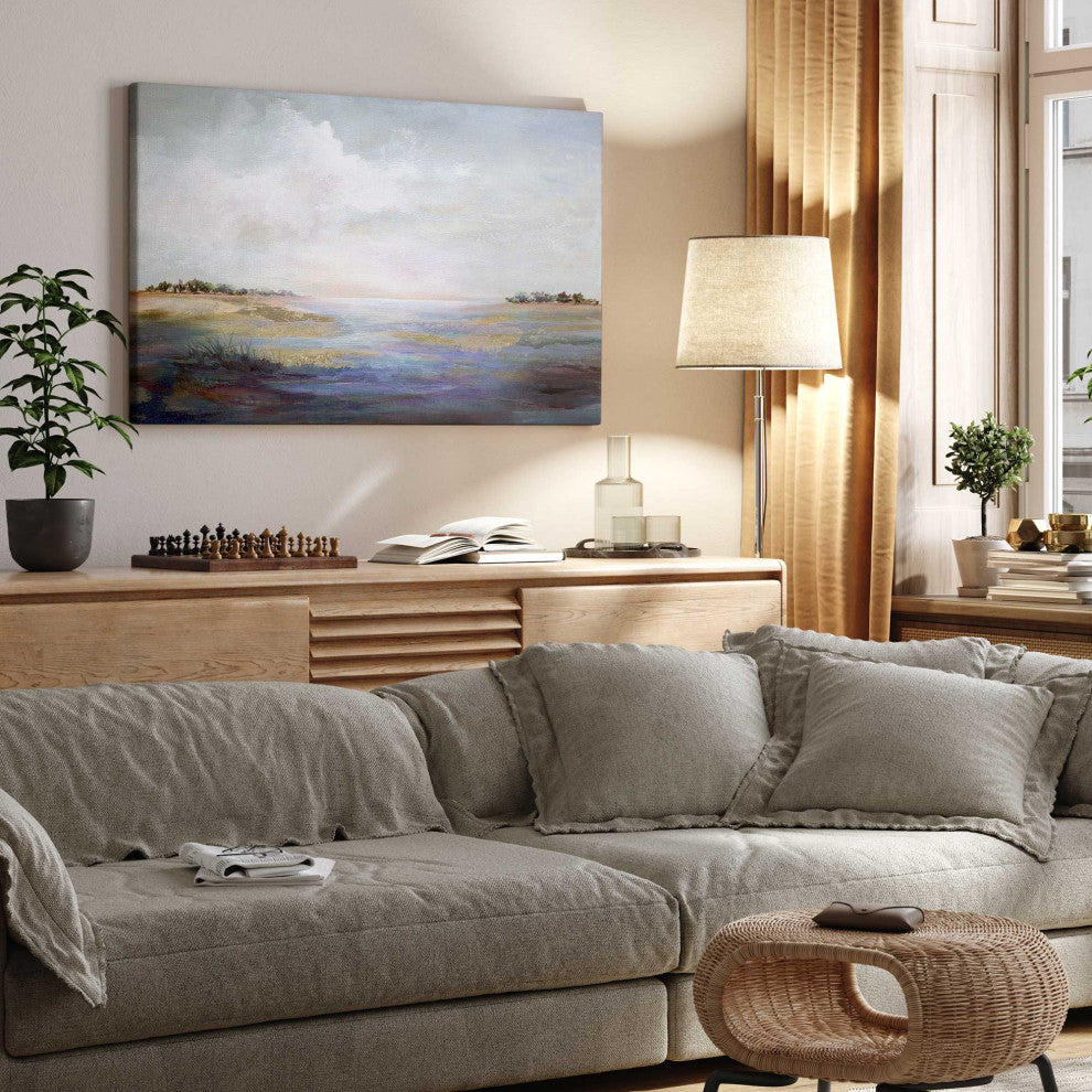 "Whispering Reverie" - A Serene Coastal Scene for Sophisticated Interiors