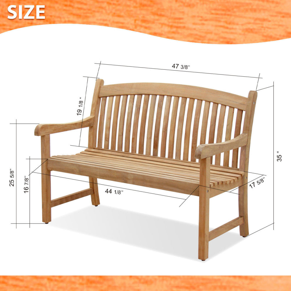Amazonia Newcastle 1-Piece Outdoor 2-Seat Bench | Certified Teak