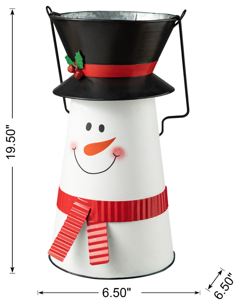 19.50"H Metal Snowman Decorative Bucket