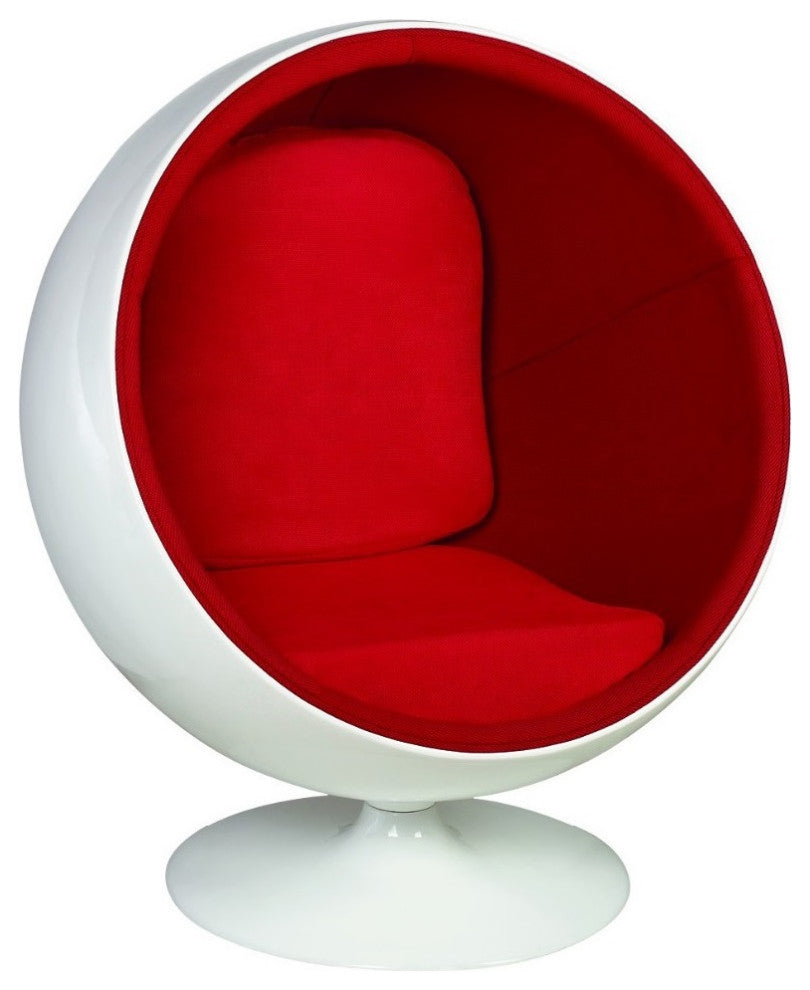 Ball Large Lounge Chair, White/Red