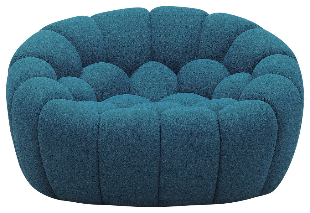 Divani Casa Yolonda Modern Curved Dark Teal Fabric Chair