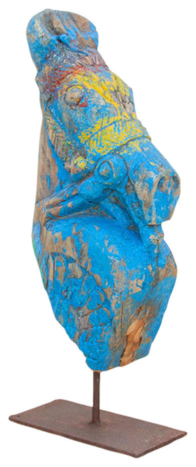 Antique Jodhpur Blue Horse Bust