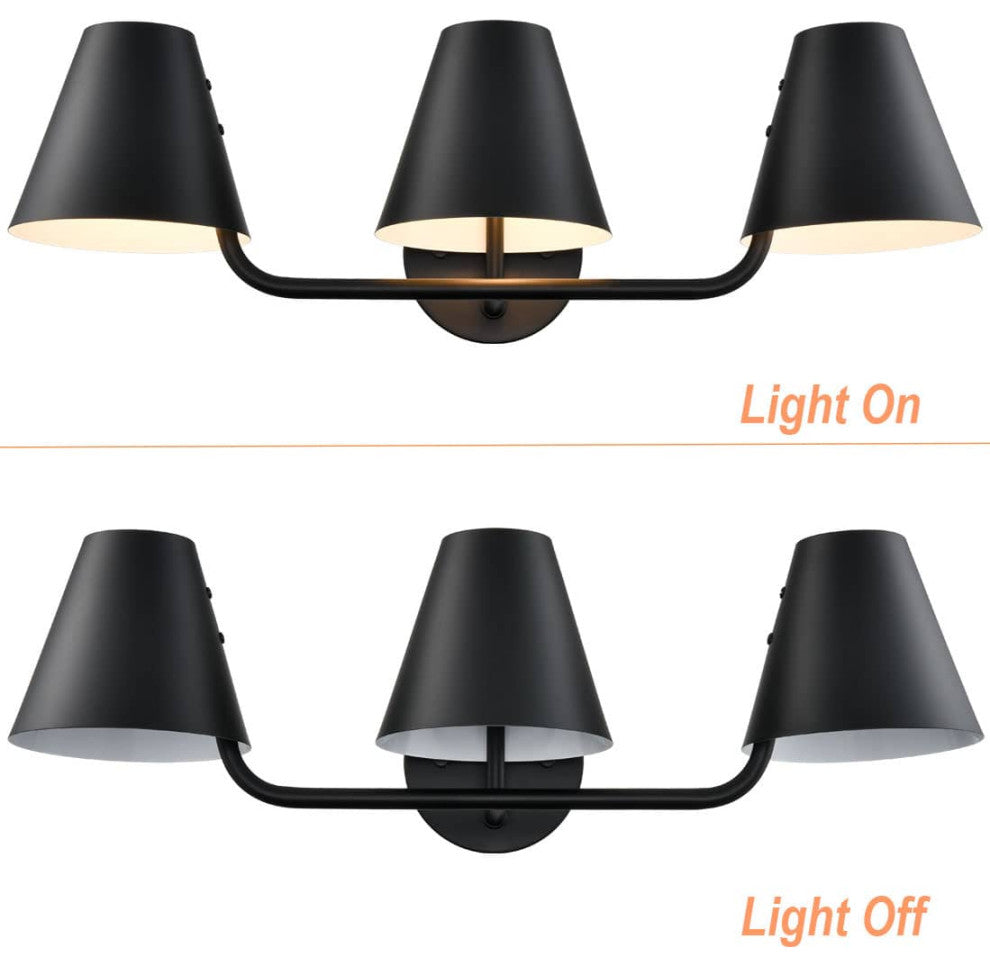Industrial 3-Light Bathroom Vanity Light Black
