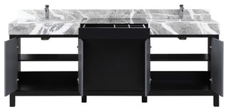 Zilara Black and Grey 84" Double Vanity, Monte Chrome Faucet Set