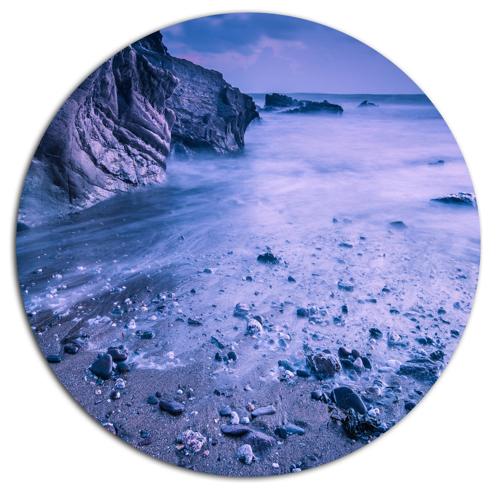 Calm Time Lapse On Beach At Sunset, Seashore Round Wall Art, 11"