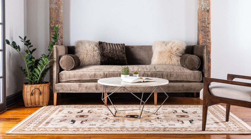 Unique Loom Ivory Oasis Taftan 4' 0 x 6' 0 Area Rug