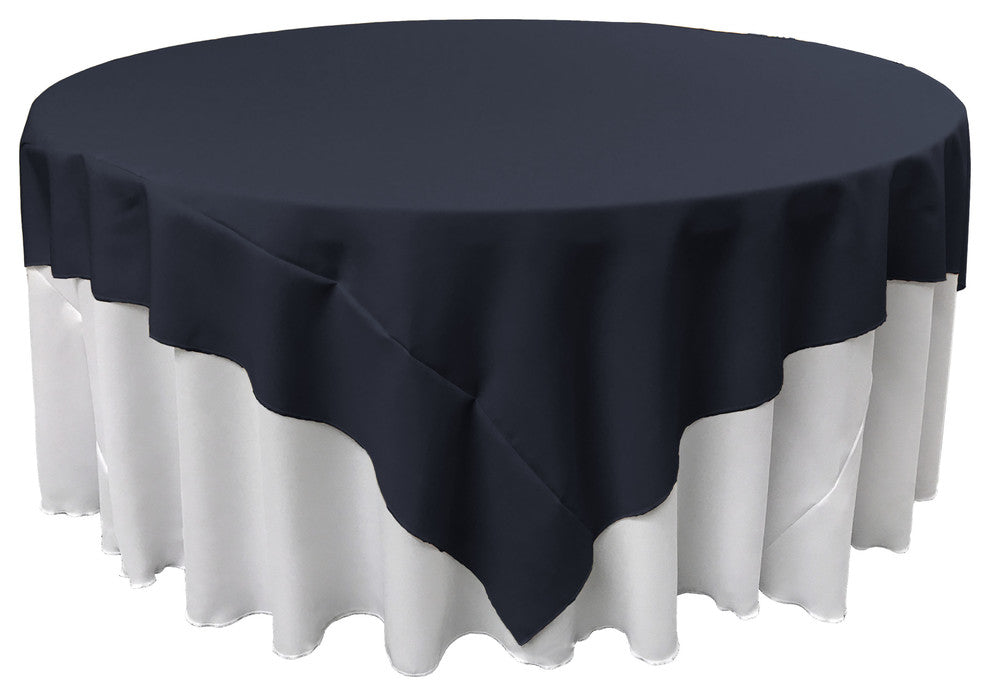 LA Linen Square Polyester Poplin Tablecloth, Navy, 72"x72"