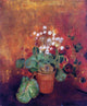 Odilon Redon Flowers in a Pot on a Red Background Wall Decal Print