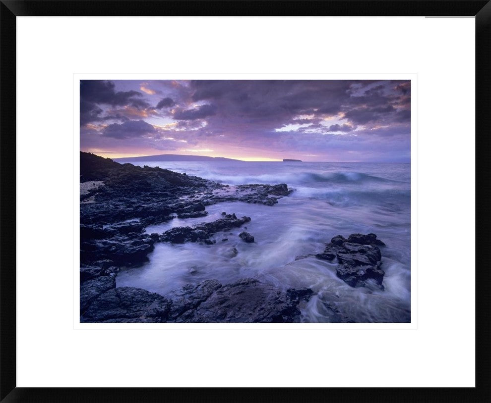 Ocean Surf Crashing On Lava Rocks At Molokini Crater, Maui, Hawaii, 22"x18"