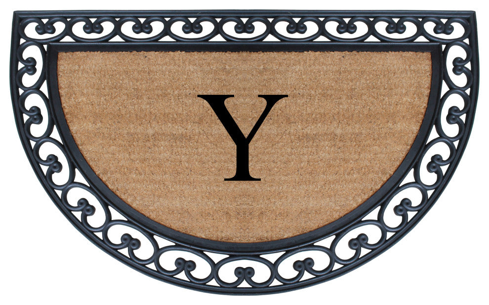 A1HC Half Round 30"x48" Double Door Monogrammed Doormat, Y