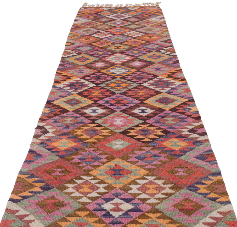 Vintage Turkish Kilim Runner 2' 11" x 9' 10", 35 in. x 118 in.
