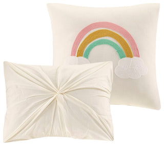Kids Callie Pom-Pom Rainbow Comforter Set, Pastel Multi Comforter, Full/Queen
