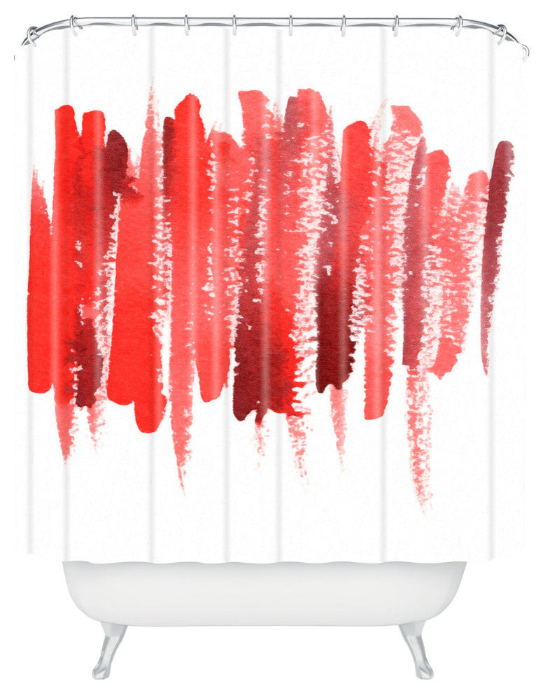 Social Proper Red Strokes Shower Curtain