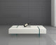 Modern Rectangular Coffee Table With 15MM Thick Glass Base, White, 12'' Height