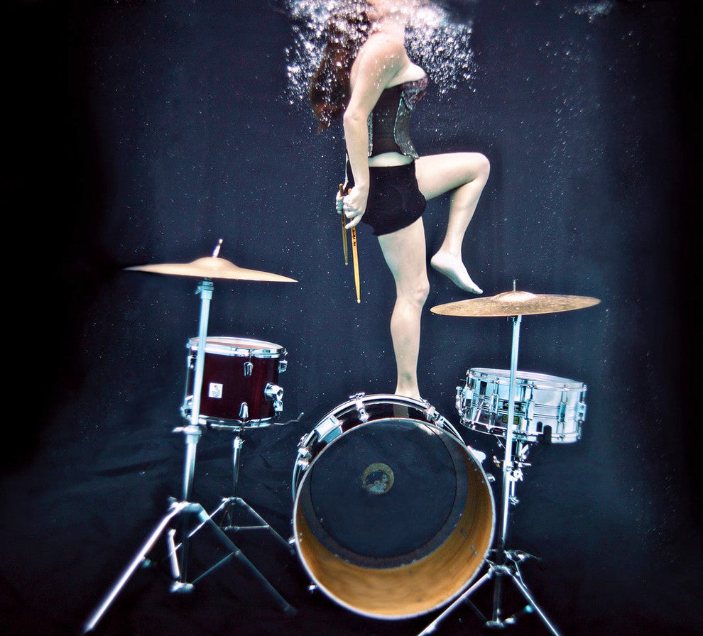 Underwater Drummer "Rise Up" Photograph, 20x30, Photographic Print