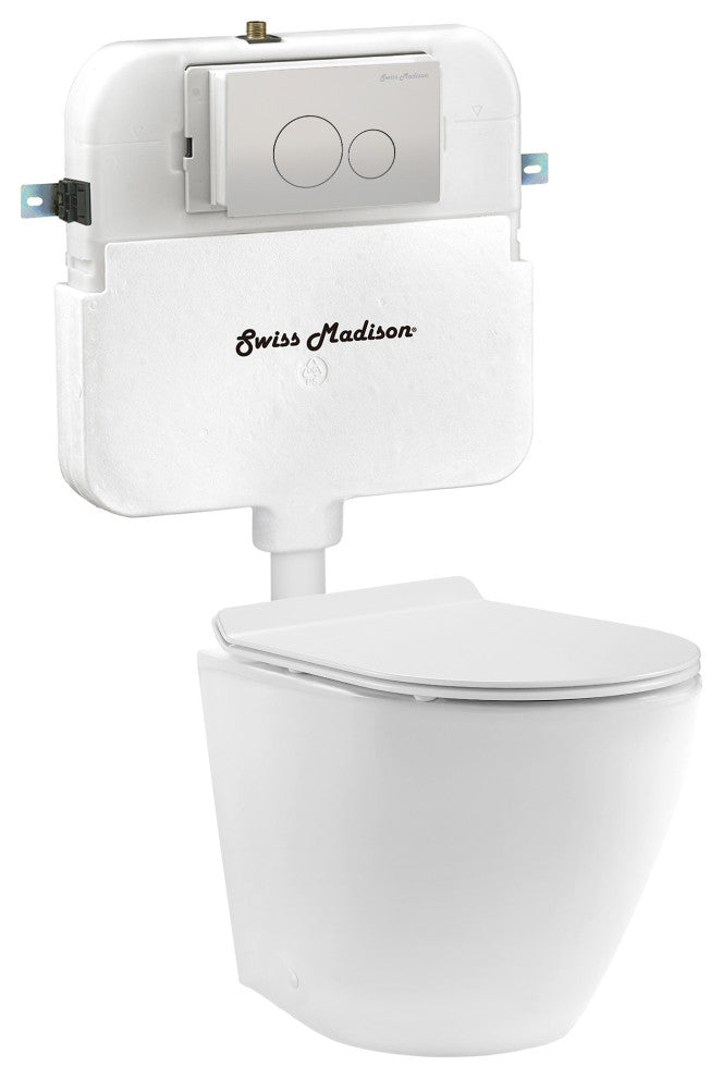 St. Tropez Back to Wall Concealed Tank Toilet Bowl Bundle, Glossy White