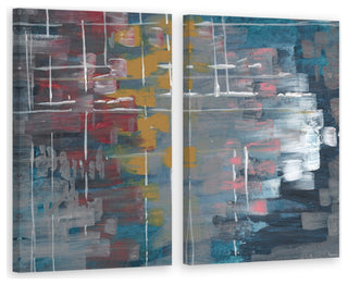 Multi-Color Strokes Diptych, 48"x36"