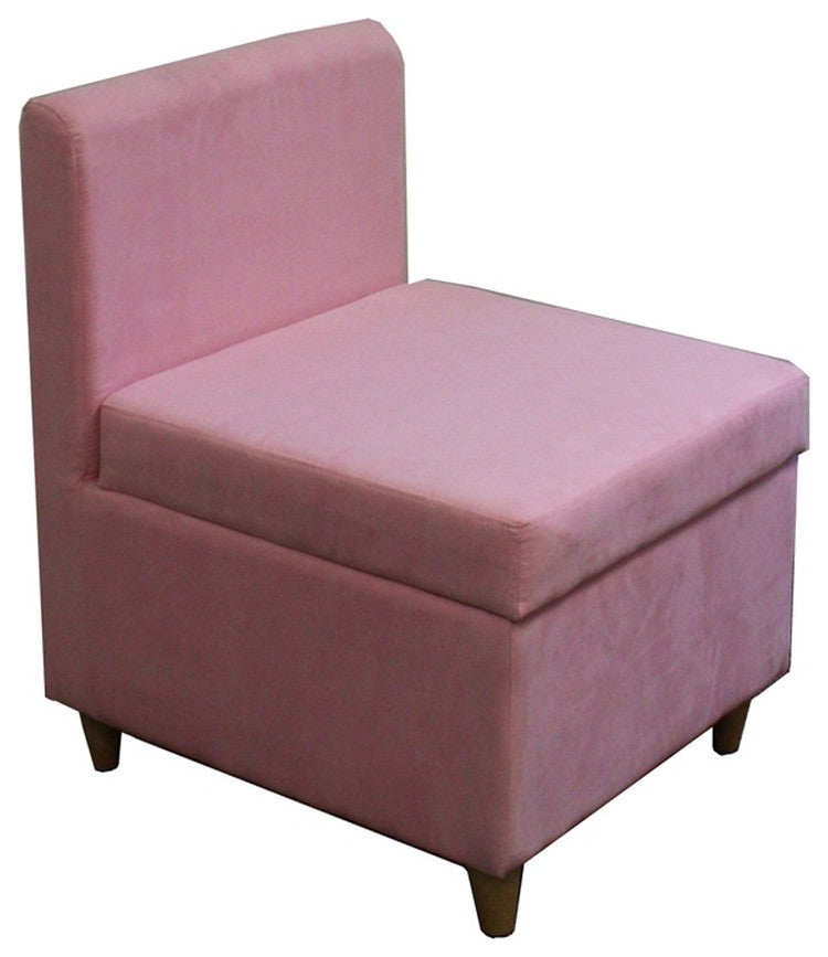 29" Mod Pink Mauve Microfiber Armless Accent Chair With Storage