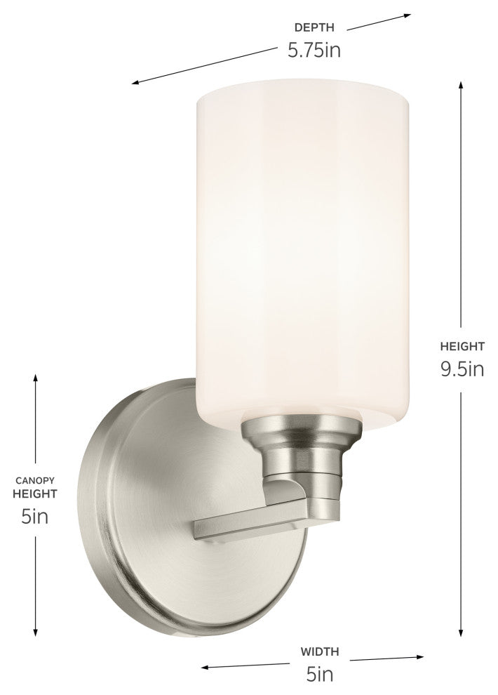 9.5" 1-Light Wall Sconce With Opal Glass