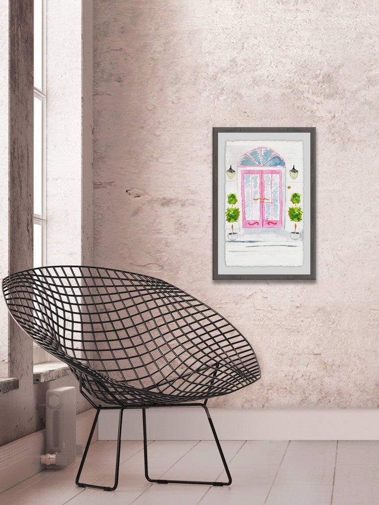 "Pink French Doors" Framed Painting Print, 24"x36"