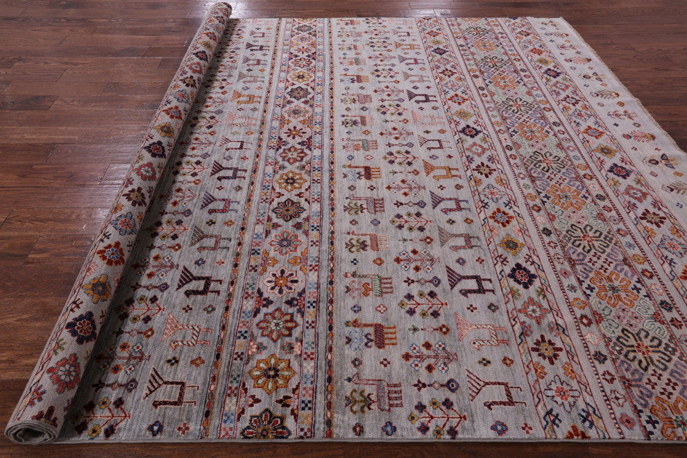Hand-Knotted Persian Gabbeh Tribal Rug 8' 0" X 9' 9"- Q5502