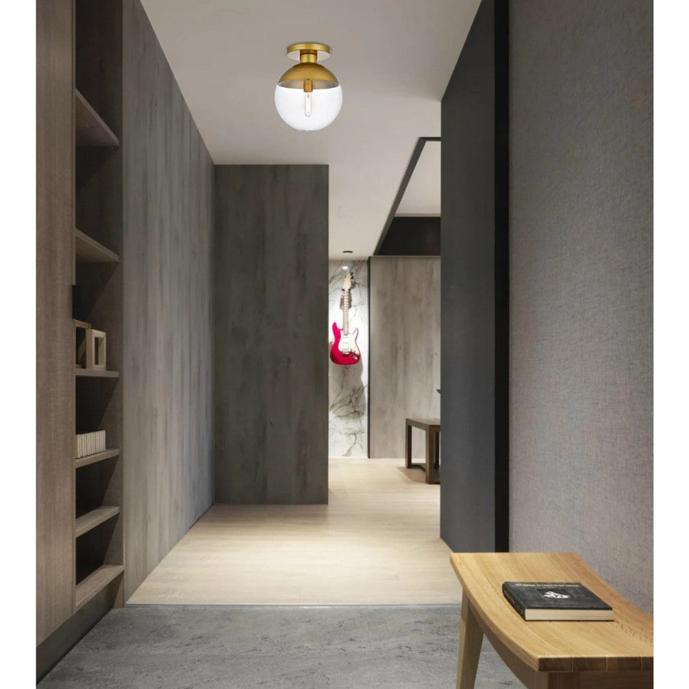 Elegant Lighting LD6057 Eclipse 12"W Semi-Flush Globe Ceiling - Brass