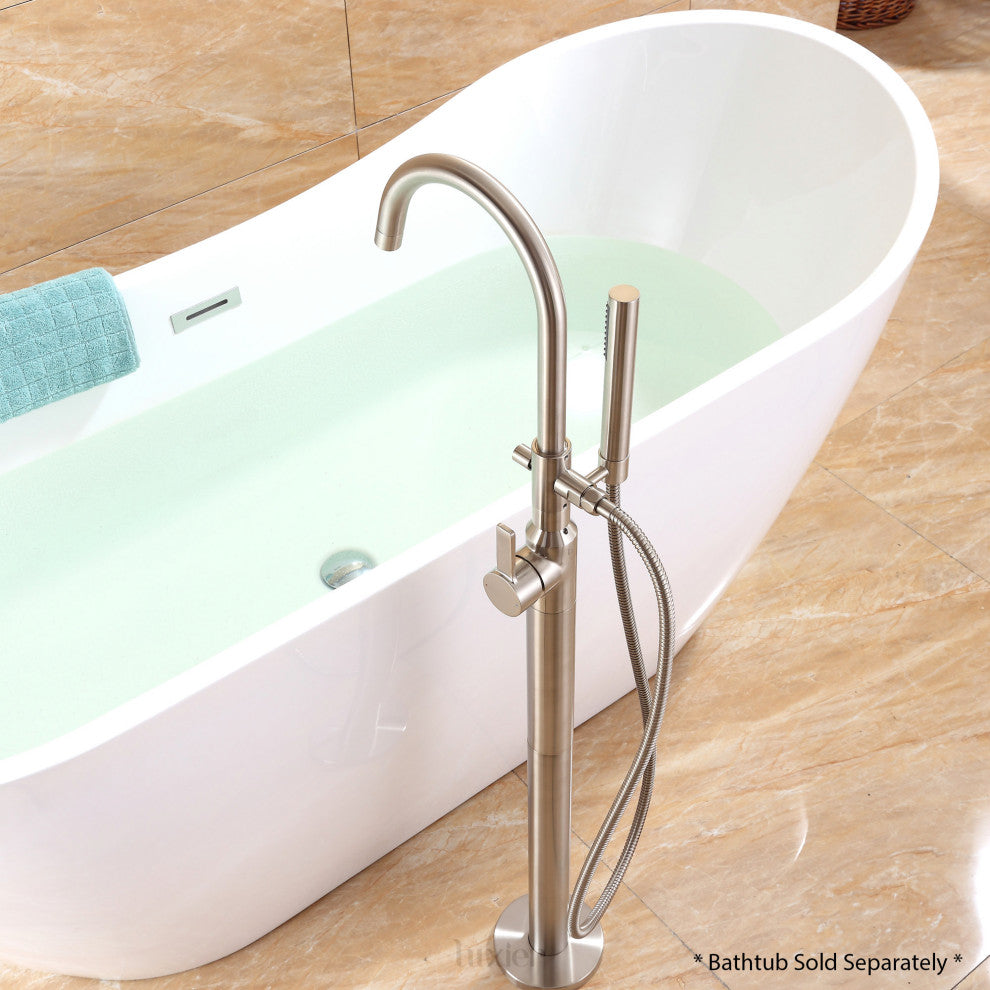 Luxier FTF01 Single-Handle Tub Filler Faucet with Hand Shower, Brushed Nickel