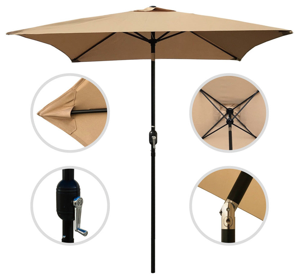 Davee Furniture 6.5' Square Market/Patio Umbrella With Tilt/Crank, 4 Ribs