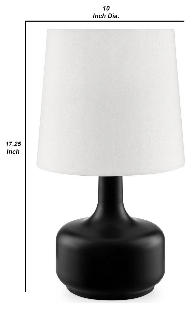Benzara BM240453 Table Lamp With Teardrop Metal Base and Fabric Shade, Black