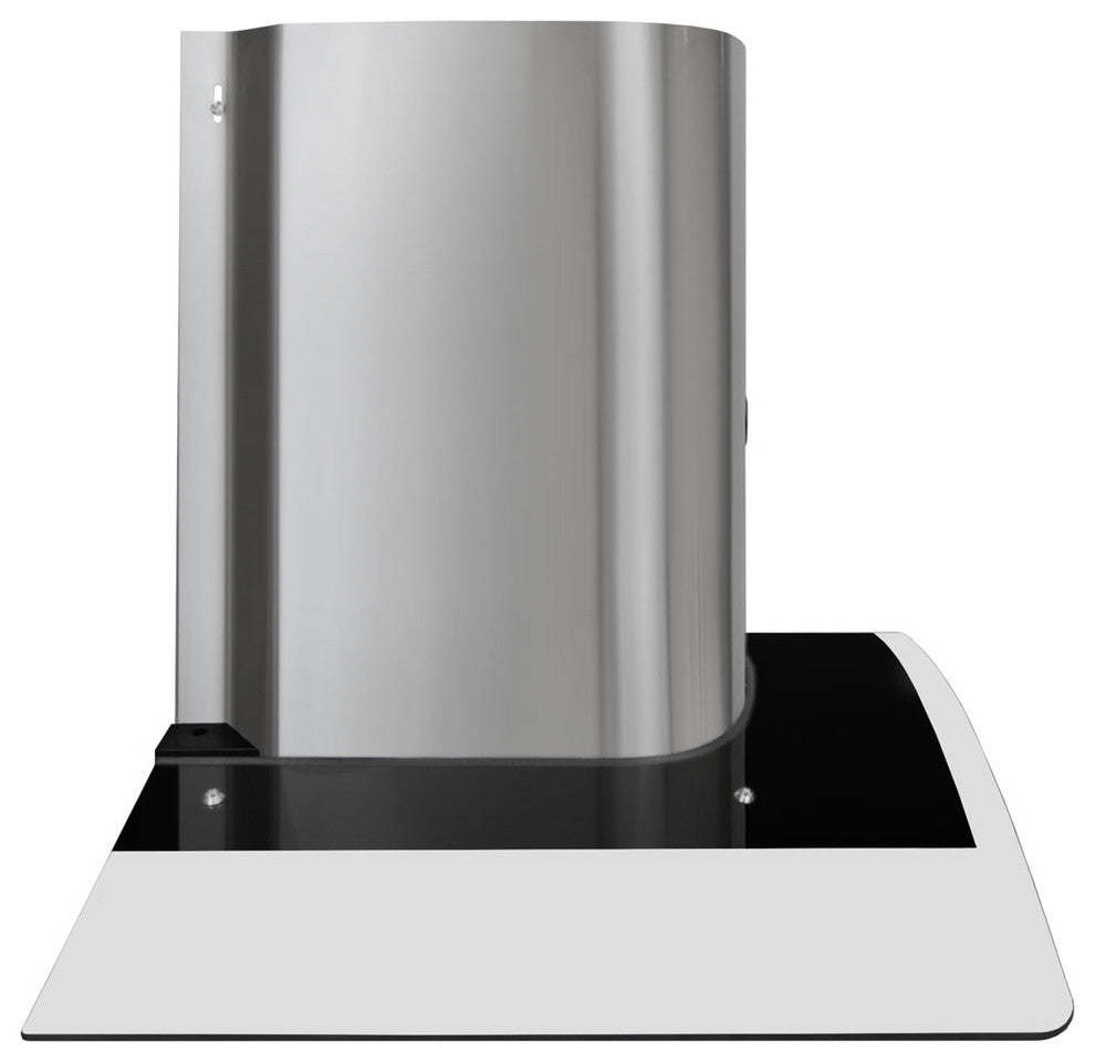 Modern Stainless Steel Wall Mount Range Hoods With Glass Canopy, 30"