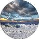 Heavy Storm In Ocean At Sunset, Modern Beach Round Metal Wall Art, 23"