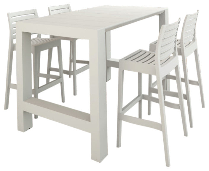 Vegas Ares 5-Piece Bar Set With 39"-55" Extendable White