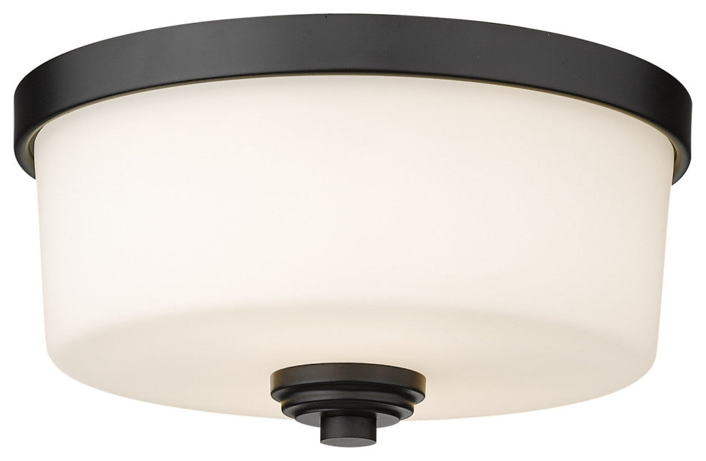 Z-Lite 220F2 Arlington 2 Light 12"W Flush Mount Drum Ceiling - Matte Black
