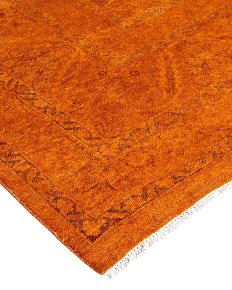 Overdyed, One-of-a-Kind Hand-Knotted Area Rug Orange, 12'4"x17'5"