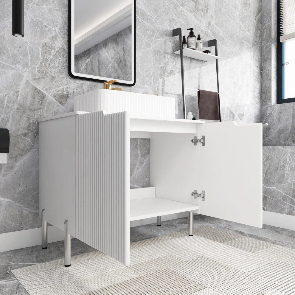 30 in. W Single Sink Freestanding Bath Vanity with Sintered Stone Top, White