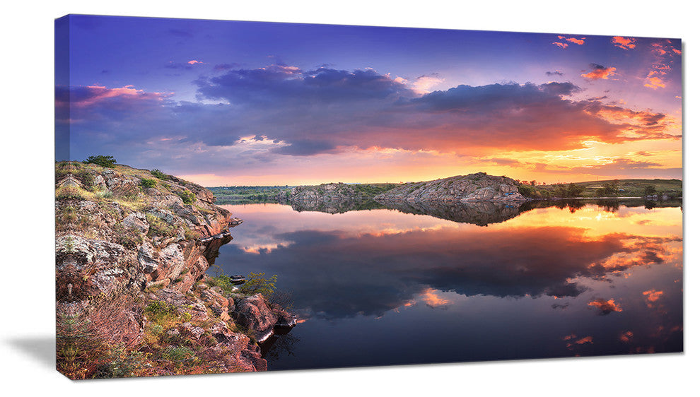 "Large Summer Clouds Reflection" Landscape Canvas Photo Print, 32"x16"