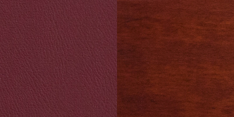Modern Solid Back Mahogany Wood Restaurant Barstool, Burgundy Vinyl Seat