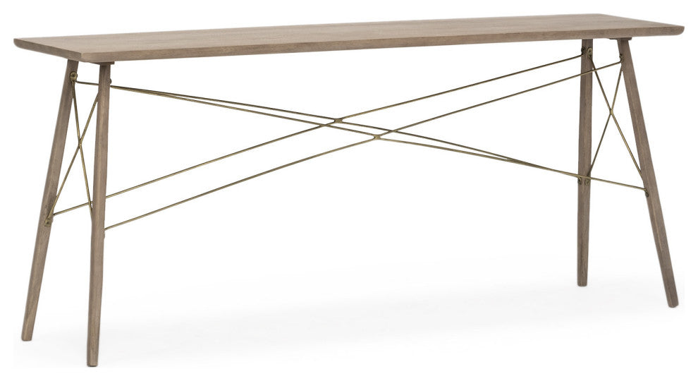 16" Brown Solid Wood 4 Legs Console Table
