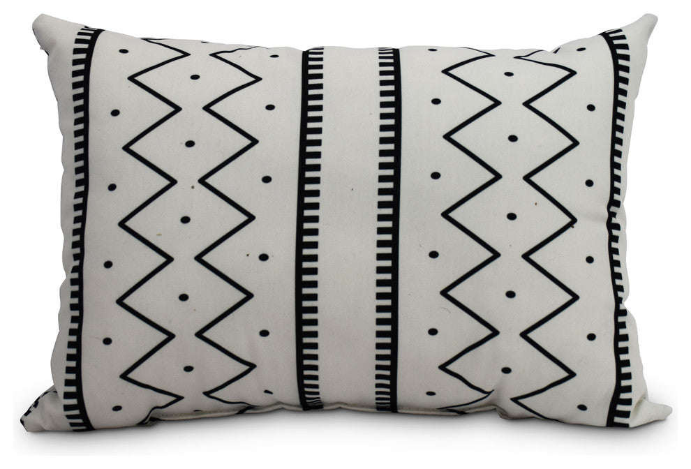 Mudcloth 14"x20" Abstract Decorative Outdoor Pillow, Cream