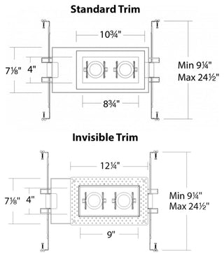 Silo LED Multiple Two-Light IC-Rated Airtight Housing, Light 3500K, Black