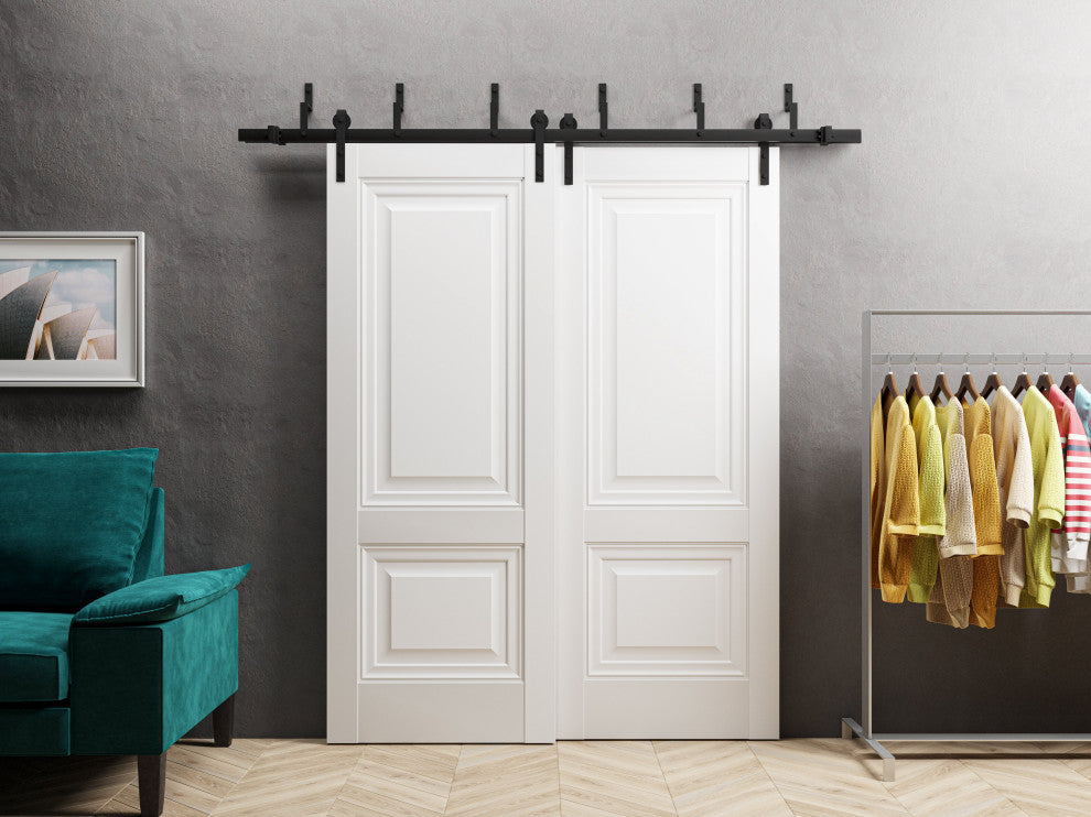 Slab Barn Door 42 x 84, Lucia 8831 White Silk, Sliding