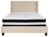 Riverdale Queen Tufted Platform Bed With Pocket Spring Mattress, Beige