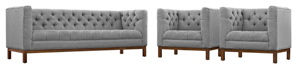 Modern Expectation Gray Panache Living Room Set Upholstered Fabric, 3-Piece Set