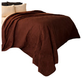 Lavish Home Solid Color Bed Quilt, Chocolate, King